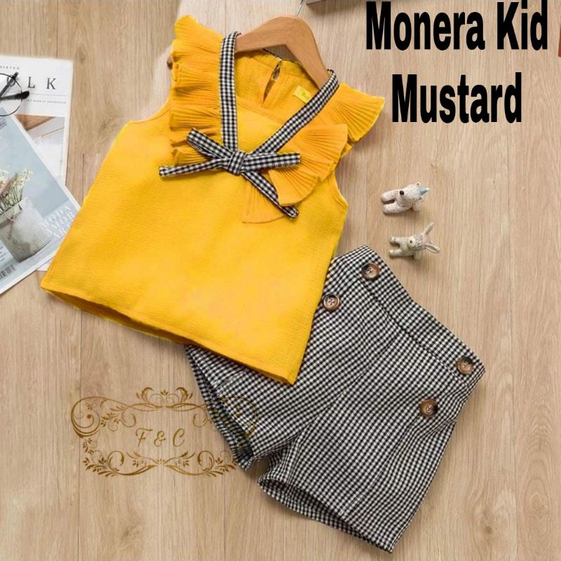 SET CELANA FASHION MONERA KID ANAK KOTAK, BABYTERRY KATUN, SETELAN, 3 UKURAN