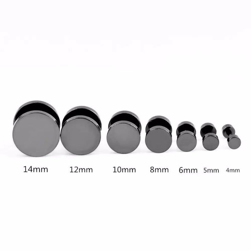 {COD} Anting Telinga Tindik Hitam Pejantan Pria keren 3mm-14mm