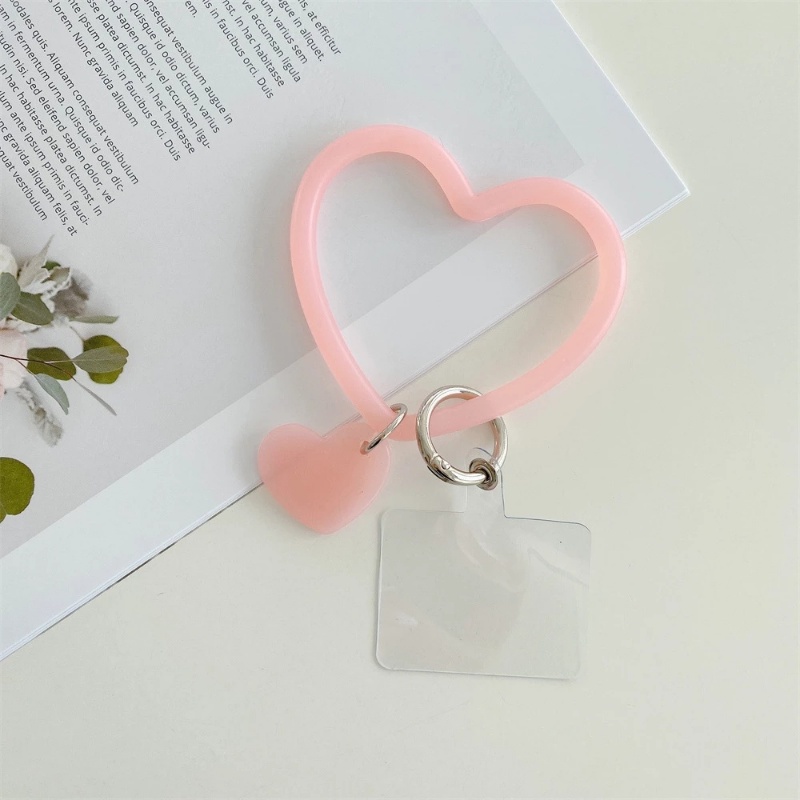 Aksesoris Gelang Lanyard Ponsel Universal Bahan Silikon Lembut Dengan Liontin Hati