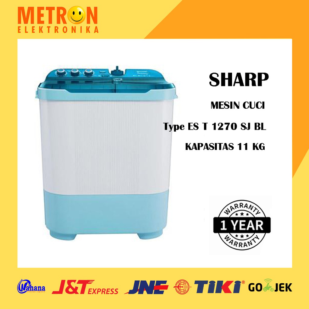 SHARP ES T 1270 SJ BL MESIN CUCI SEMI AUTO 11 KG / WASHING MACHINE  EST1270SJBL