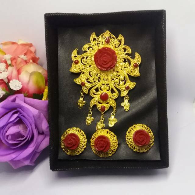 Set Bros Alpaka Bali Cotek Resin Ukir dan polos U100