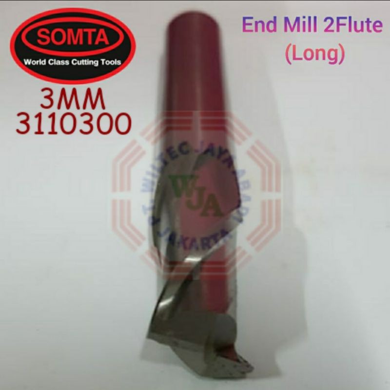 Mata Milling / End Mill Long 3mm 2Flute HSS Merek SOMTA