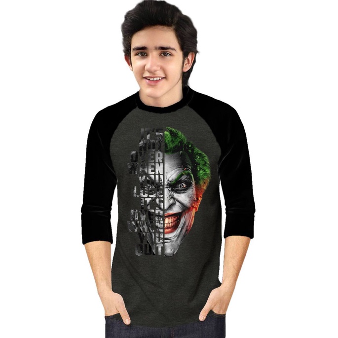 Kaos Raglan (JOKER)/Kaos Pria Lengan Panjang/ Kaos Pria/ Kaos Cowok/ Kaos Oblong/Misty/Ob