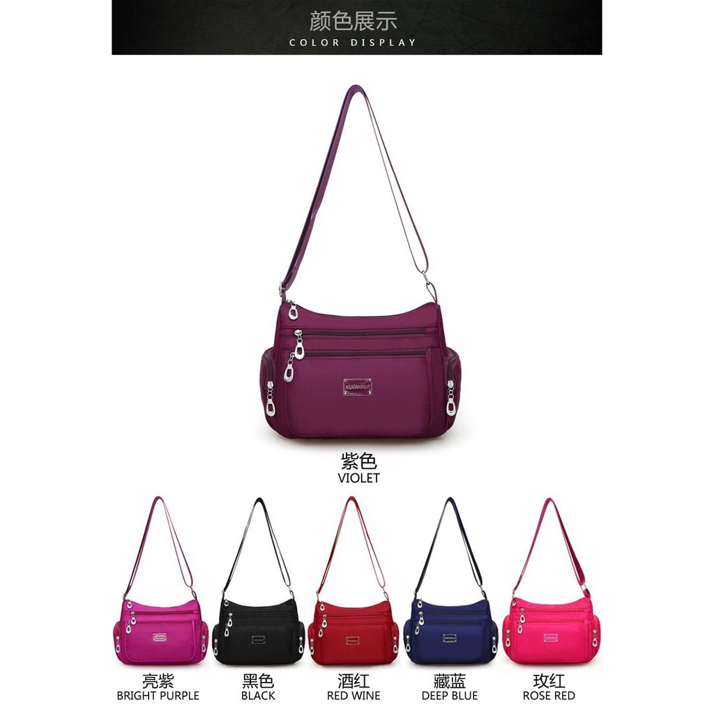 Popular Fashion Women Nylon Shoulder Bag / Tas Selempang waterproof J2