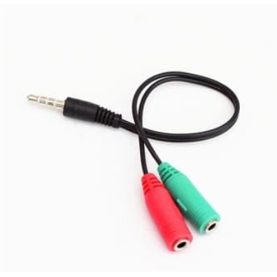 Cable jack aux 3.5mm male to 2 female splitter microphone audio for headset headphone earphone