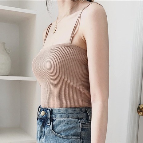 Feminin TankTop Rajut Korea Wanita Tank Top Rajut Daleman Wanita-6