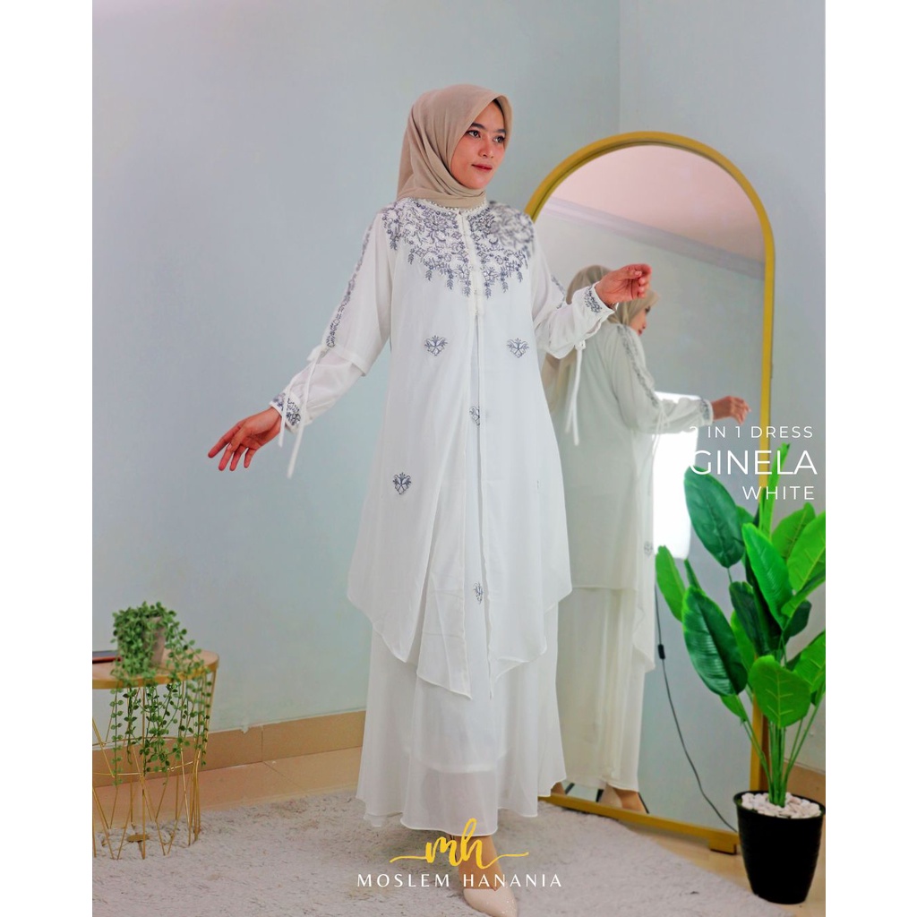 Gamis Ceruti Rompi Bordir Kancing Ginela - Gamis Rompi - Gamis Bordir Ceruti -  Gamis Set 2in1 - Gam