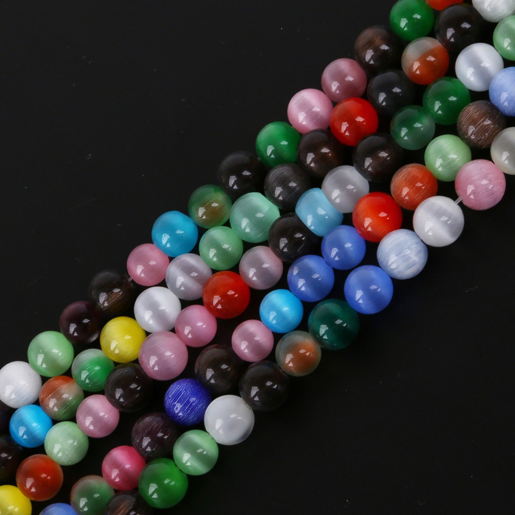 40/50/60100pcs Mixed Color Approx Glass Beads Round Opal Natural Cat Eye Beads For Bracelet Earrings DIY Jewelry Making