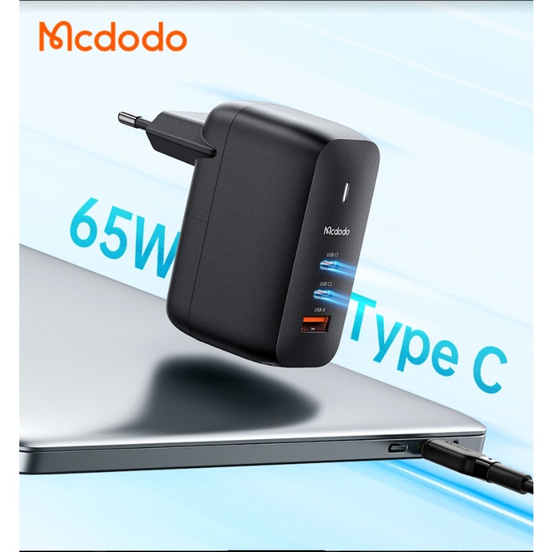 MCDODO CH-0291 Adaptor Charger GAN 3.0 FAST Charge 65W PD Type C USB