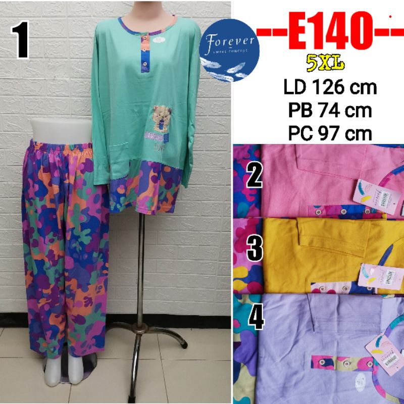 Stelan kaos Forever PP Size 5XL Babydoll Jumbo baju tidur Forever Termurah Kancing Depan E140