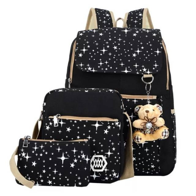 Backpack 3in1 galaxy / tas anak / tas murah / ransel 3in1 Ransel Bintang Tas Sekolah motif Bintang