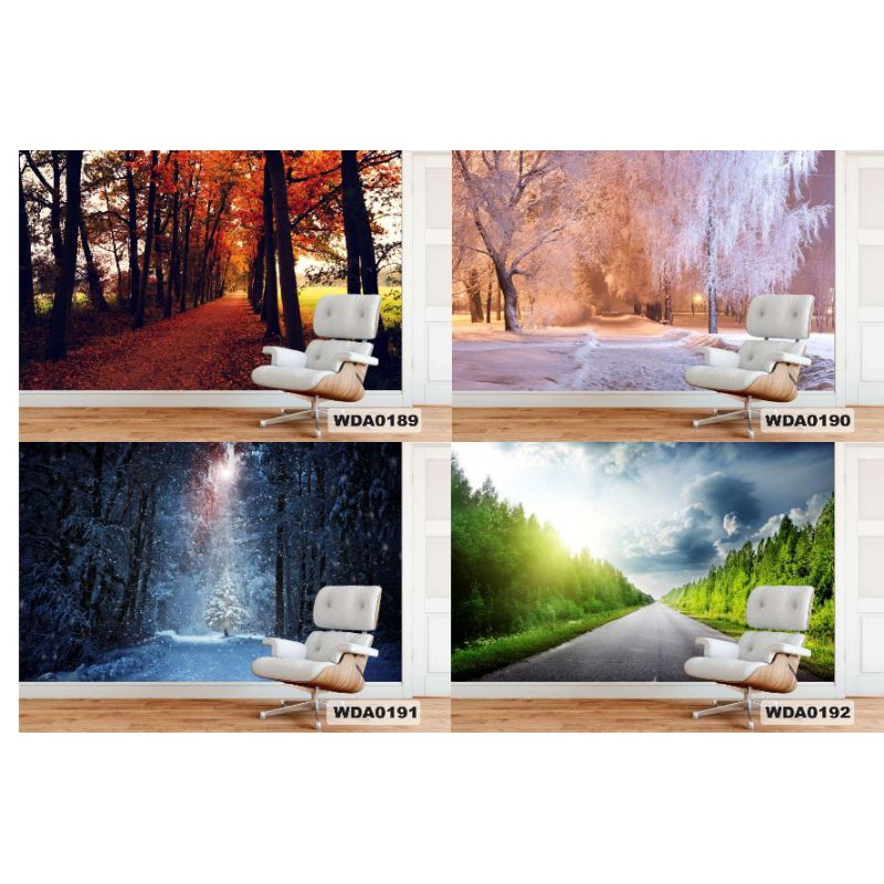 Wallpaper 3D motif pemandangan dan pantai