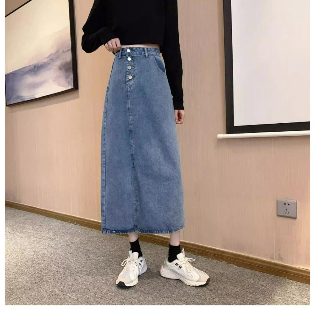 Highwaist Rok Jeans Kasual Fashion A-Line Rok Import