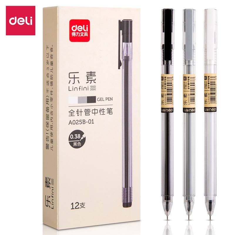 TGM - Deli Gel Pen Pulpen Gel warna Hitam 0.38mm A025B-01