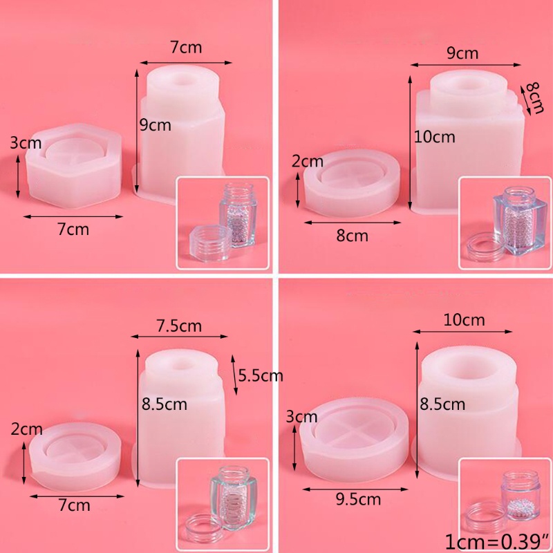 SIY  Storage Bottle Jar Crystal Resin Mold Sealed Container with Lid Silicone Mould