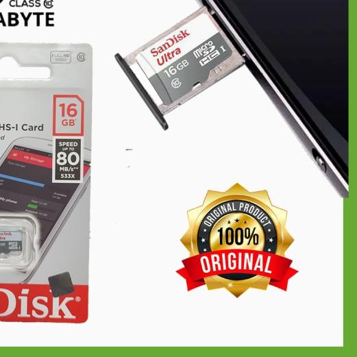 ☄ Memorycard memory card microSD mmc kartu memori hp sandisk 16 Gb 16gb ♟