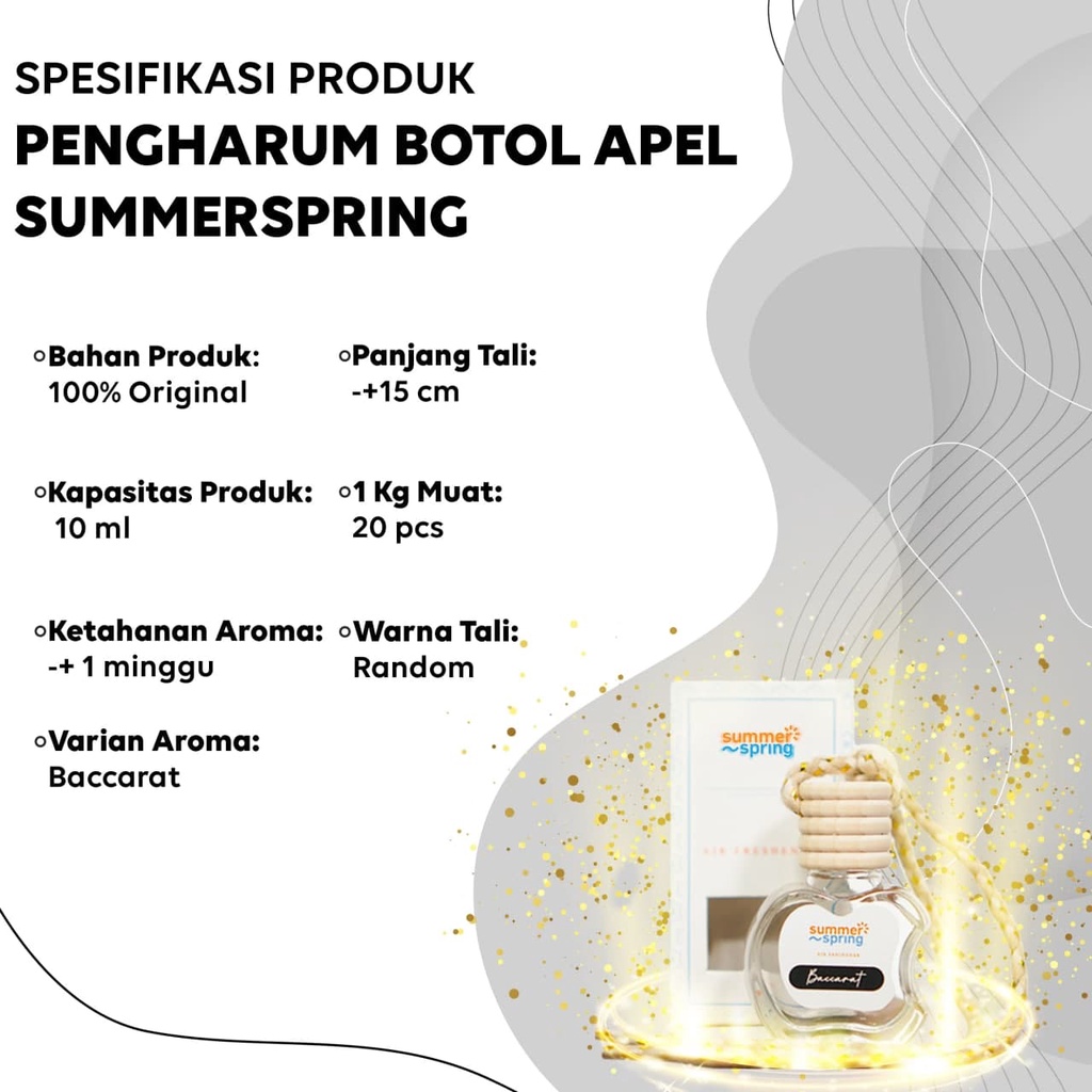 Pengharum Ruangan Aroma GODFREY (Baccarat) Botol Apel Summer Spring Pengharum Mobil Kamar Aromaterapi Segar