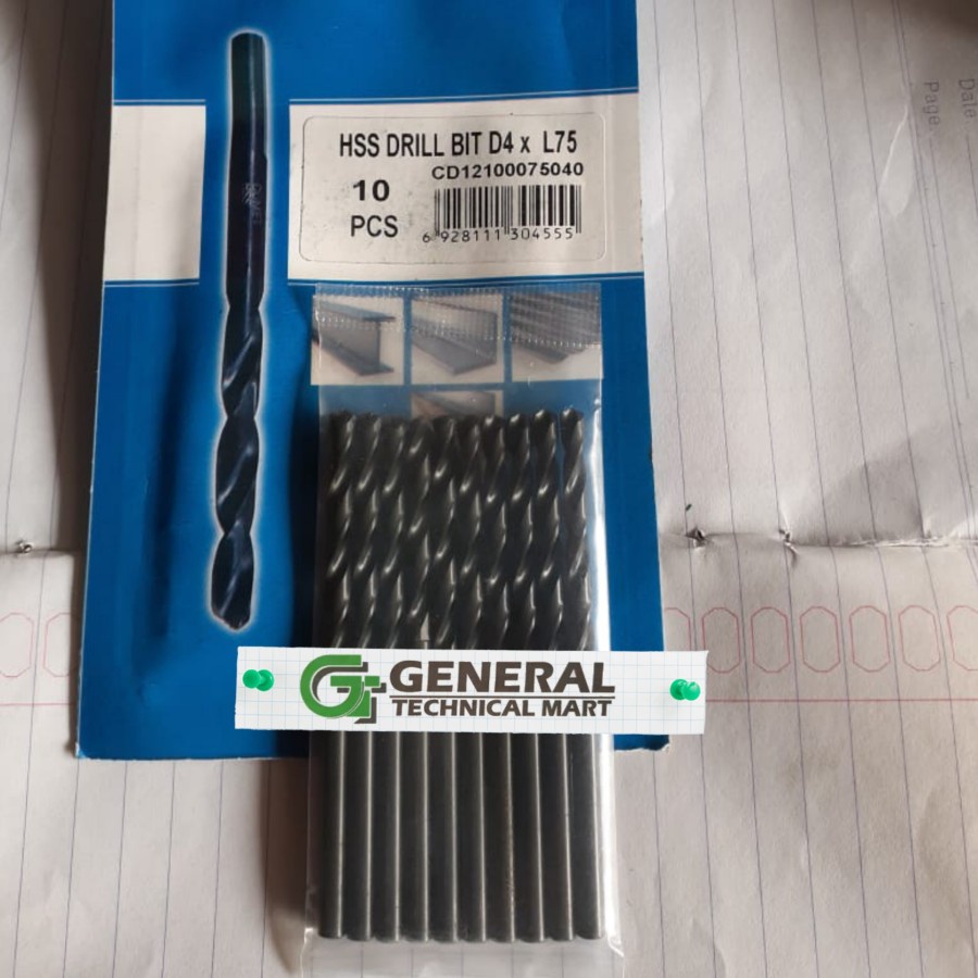 Mata bor besi stainless drill bit Black Oxide 4mm Germany Cumet ori