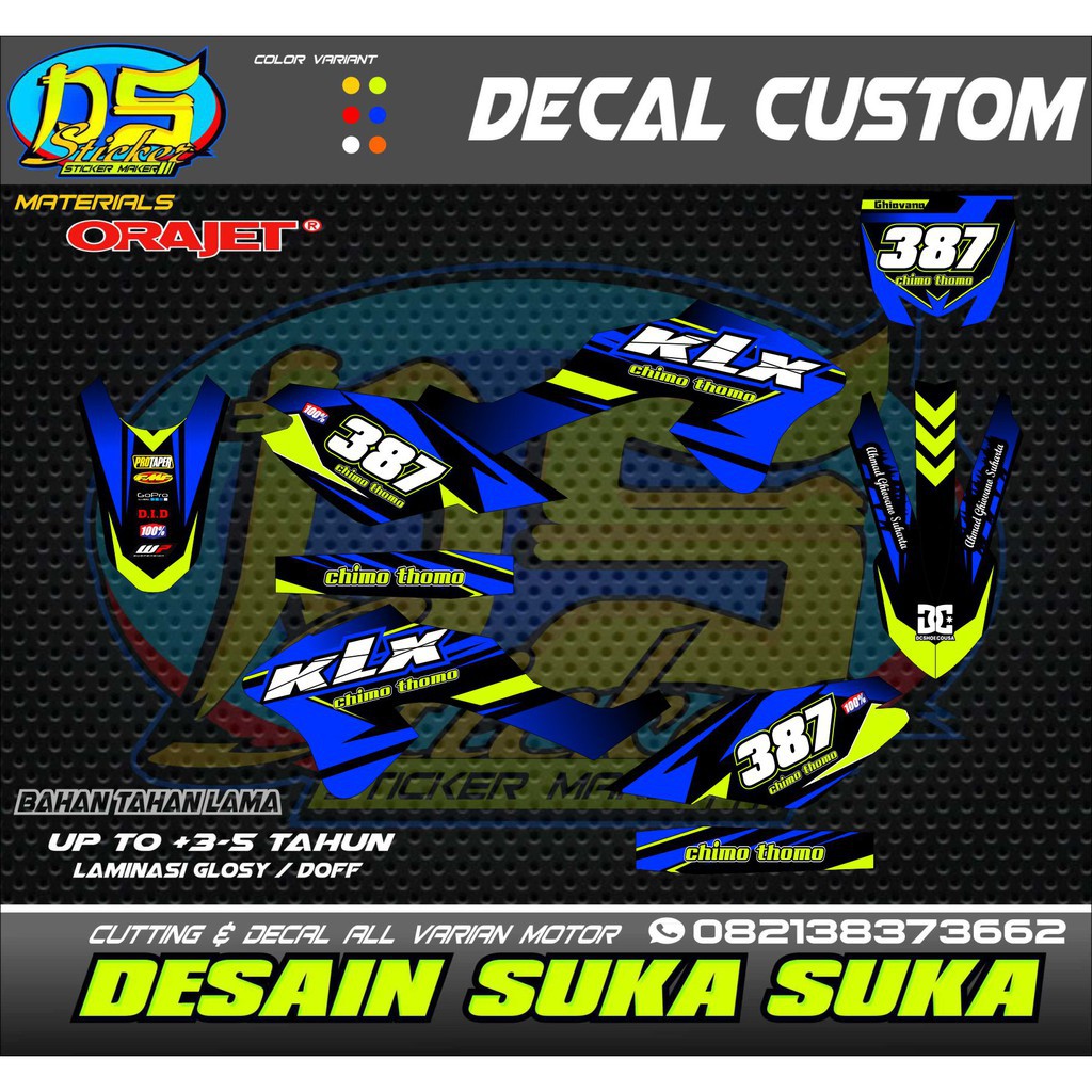 Stiker Decal KLX BF Hijau Stabilo