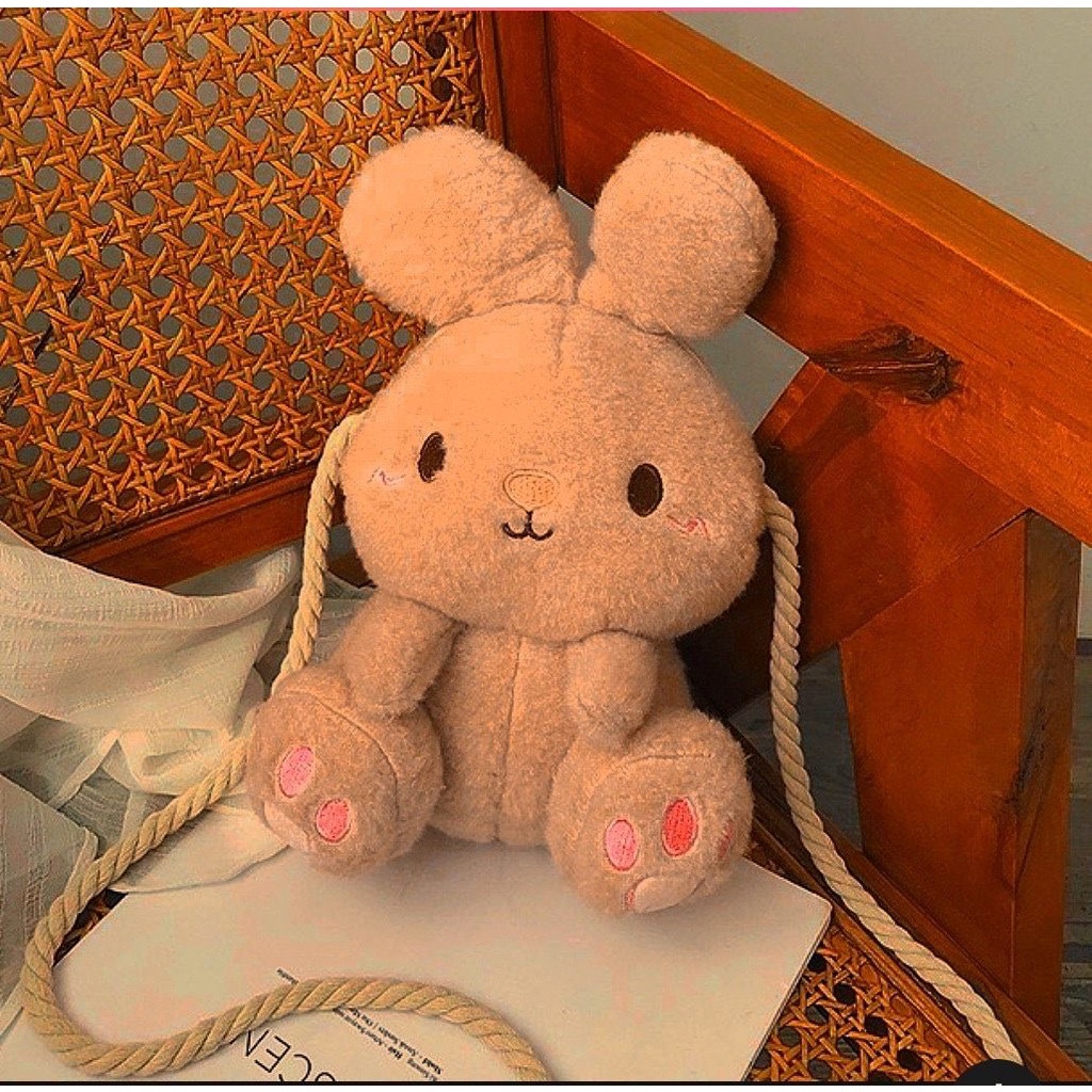 Tas Ransel Bulu Halus Wanita BESTIE RABBIT Tas Lucu Bulu Lembut Tas Perempuan Baby Bunny Beauty Bisa COD-Coklat Muda ❤️🐰