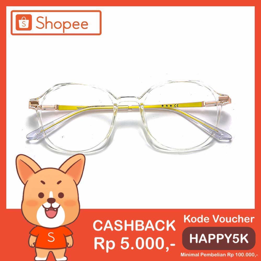 Kacamata Anti Radiasi [ Transparan ] Blue Ray Lens - Pria dan Wanita - Design Korea - HM675