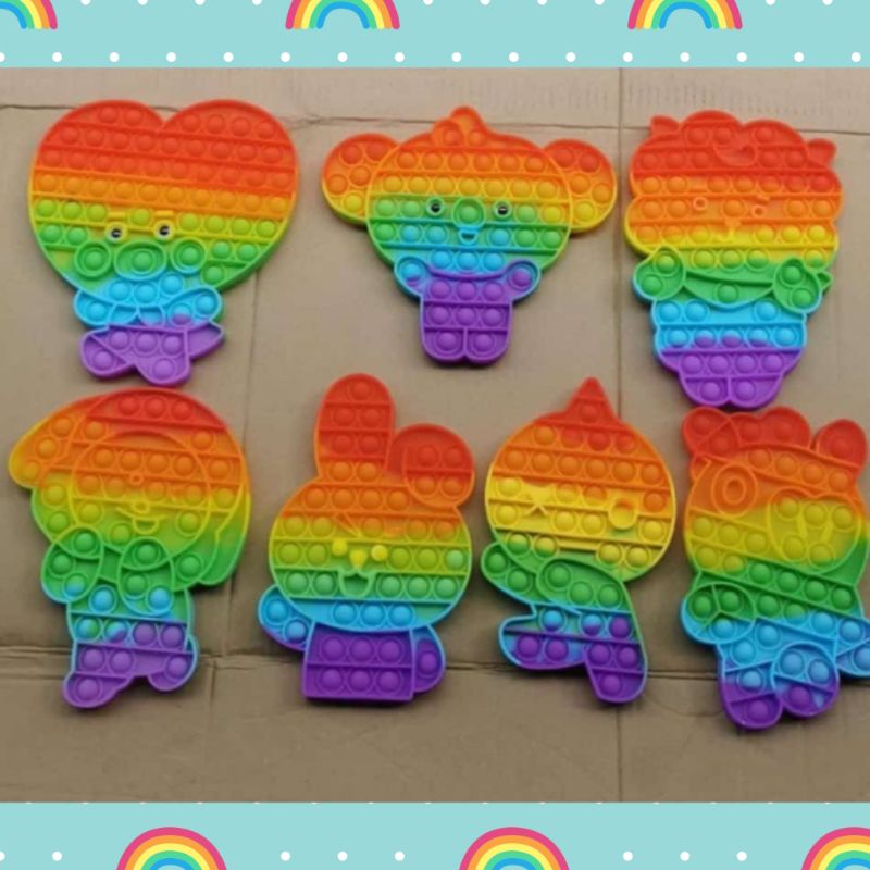 POP IT BTS / POP IT BT21/ POP IT BTS Warna / Game Push Pop it fidget toy rainbow BT21 / POP IT Rainb