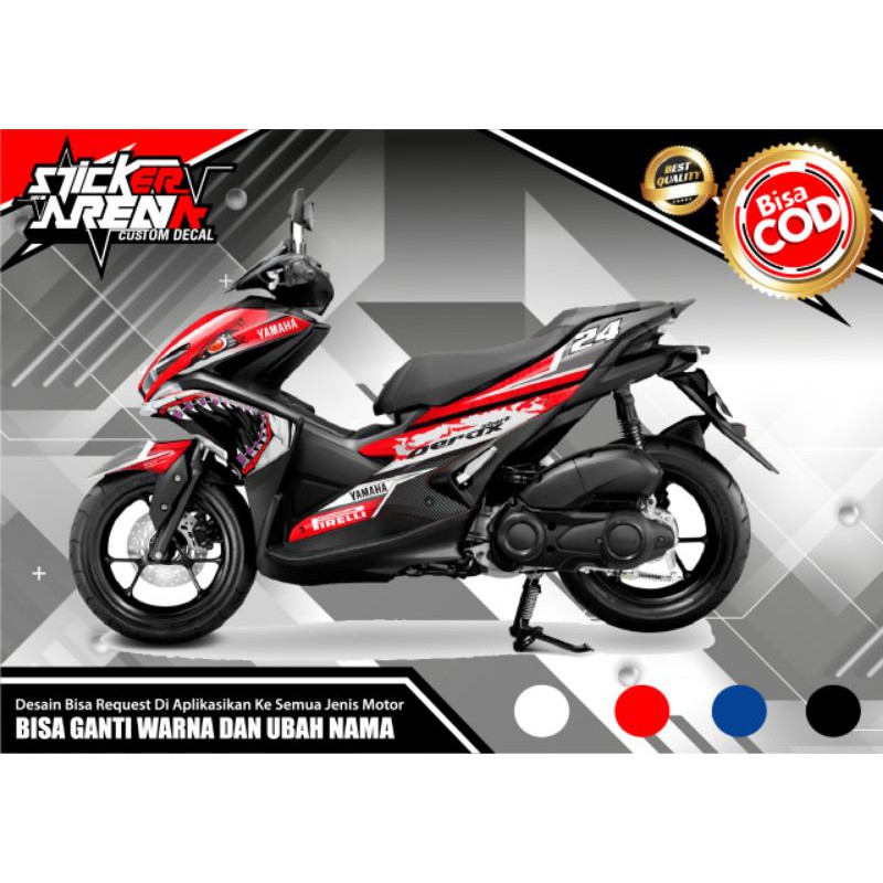 Sticker Decal Aerox Shark Merah abu variasi stiker kode 1074