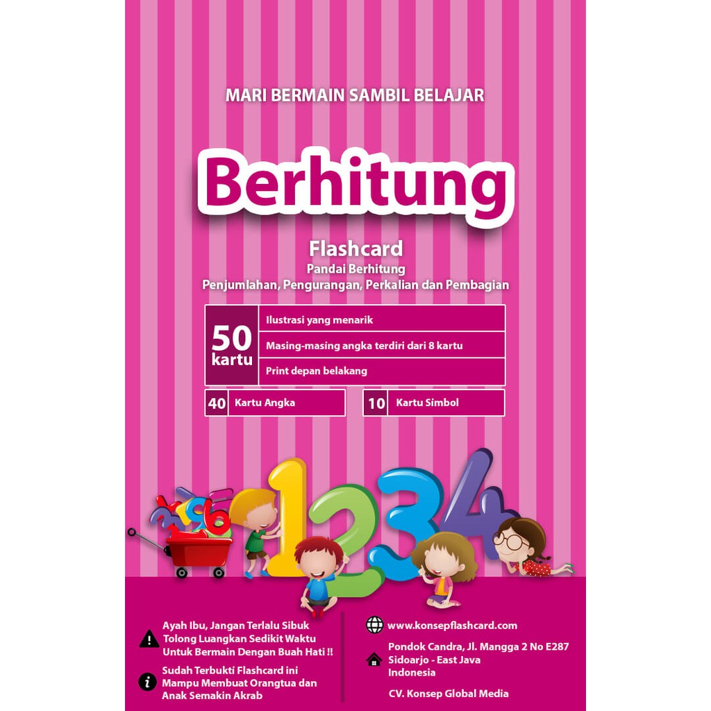 Flash Card Berhitung - Kartu Belajar Anak Bergambar - Konsep Studio Original