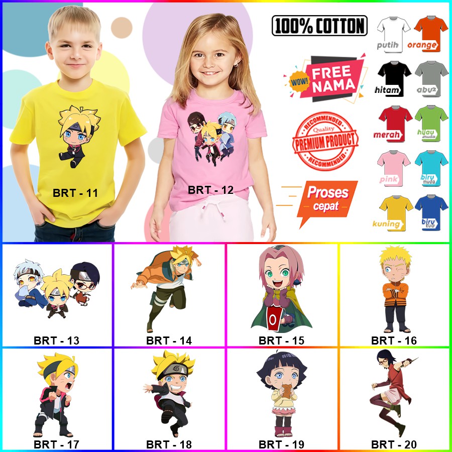 Baju Kaos ANAK DAN DEWASA BORUTO COUPLE (FREE NAMA)