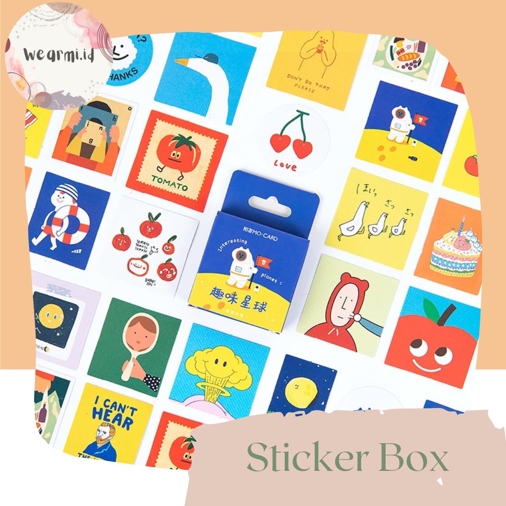 

45 Pcs Deco Sticker Box Astronot Planner DIY Scrapbook Stiker Dekor Kotak Colorfull aesthetic