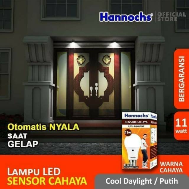 Lampu LED Sensor Cahaya Hannochs 6w 9w 11w / Watt ORIGINAL