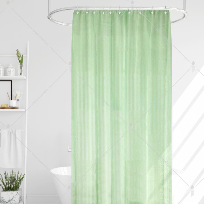 green shower curtain