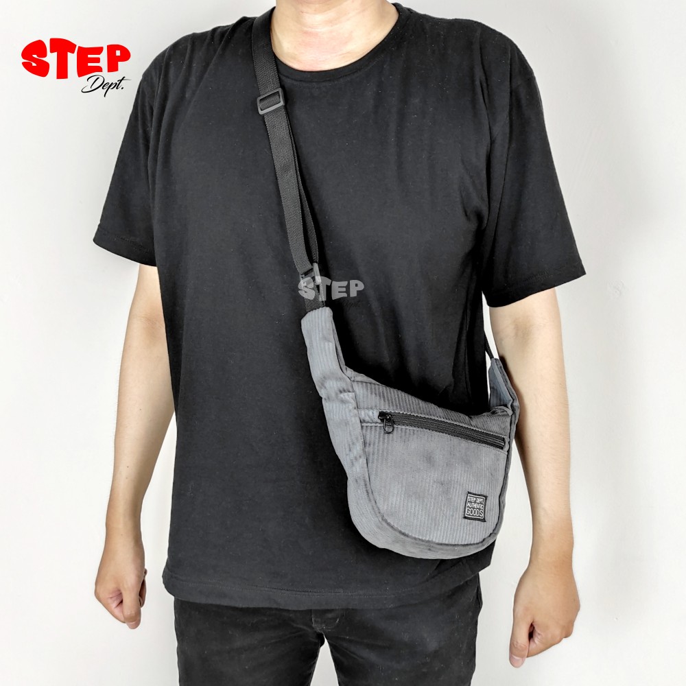 Tas Selempang Atlanta Grey - Slingbag Corduroy - Tas Step Dept.