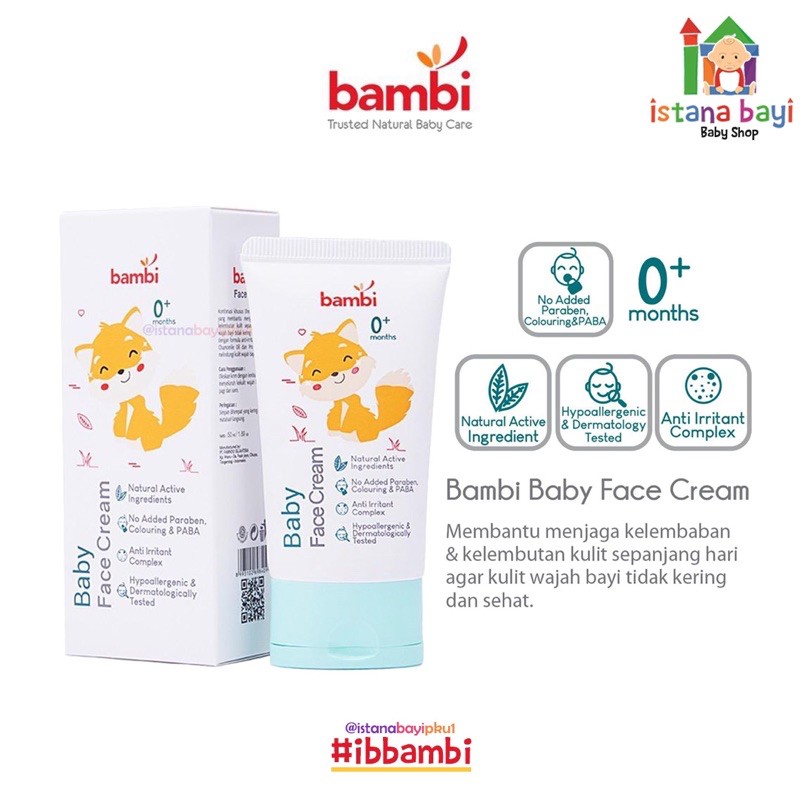 Bambi Face Cream 50 ml/Baby Face cream/krim wajah bayi