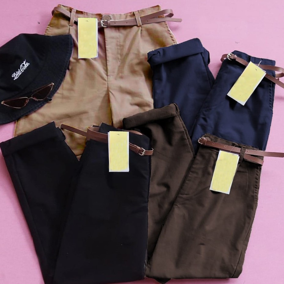 Hopylovy Celana Kerja Wanita | Celana Kantor Wanita | Celana Bahan Celana Panjang Wanita Basic | Celana Kantor Kerja Queeny