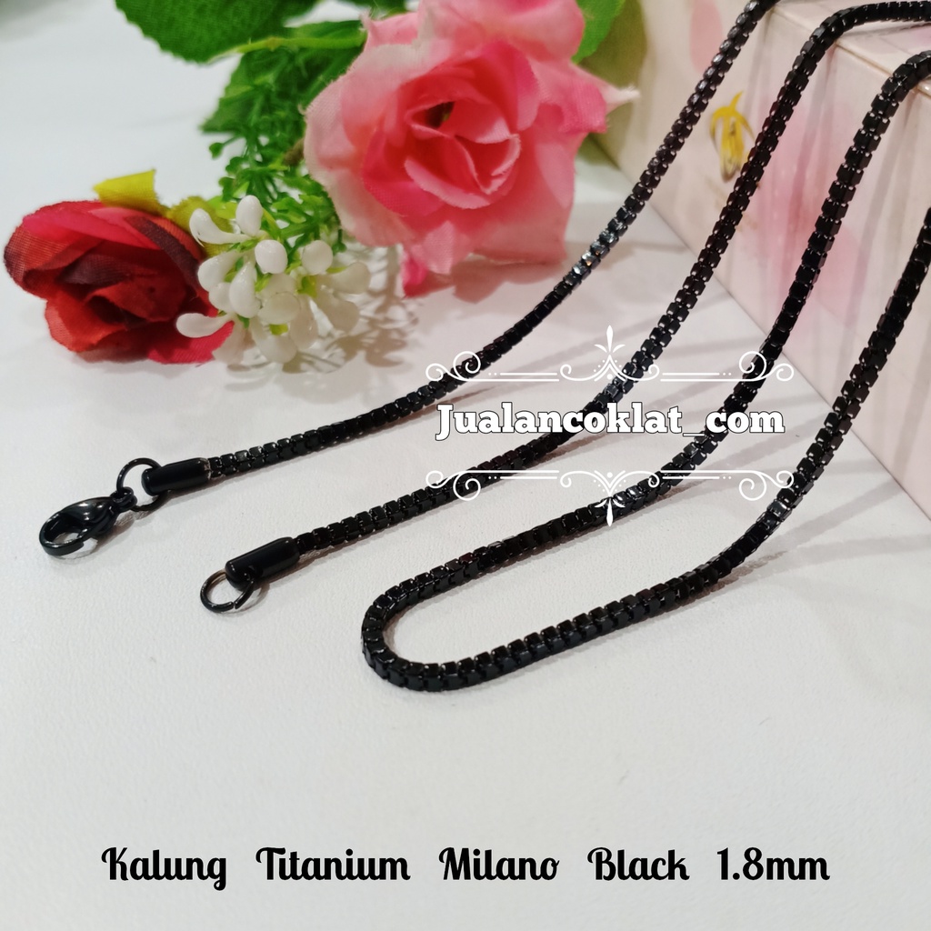 [[ 60cm ]] Milano / italy / Tulang Panah Black HIGH QUALITY Rantai Kalung Titanium Stainless 316L / 