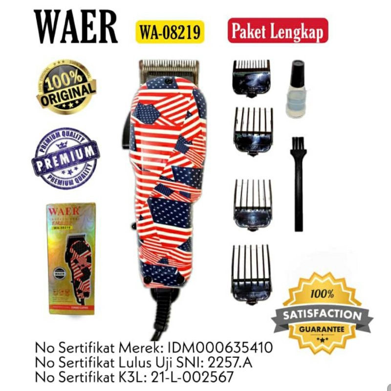 [ WAER ] Alat Cukur Rambut / Mesin Cukur Rambut Hair Clipper Profesional Corded Clipper Wa - 08219 Original