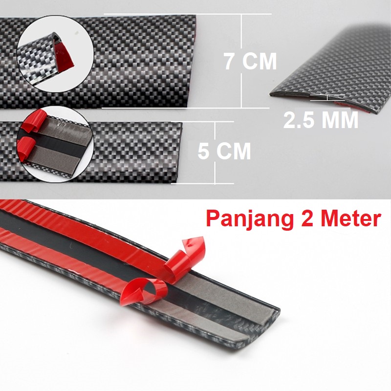 Sticker Carbon 5D Stiker Karbon Anti Gores Pelindung Sill Plate Pintu Mobil Pijakan Kaki Bumper Bagasi