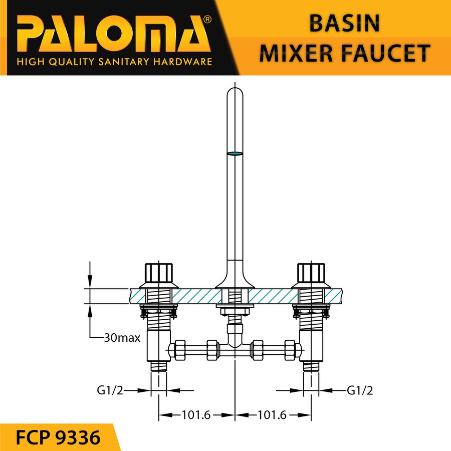 PALOMA FCP 9336 Keran Mixer Wastafel Cuci Tangan Panas Dingin Kran Air BLACK HITAM