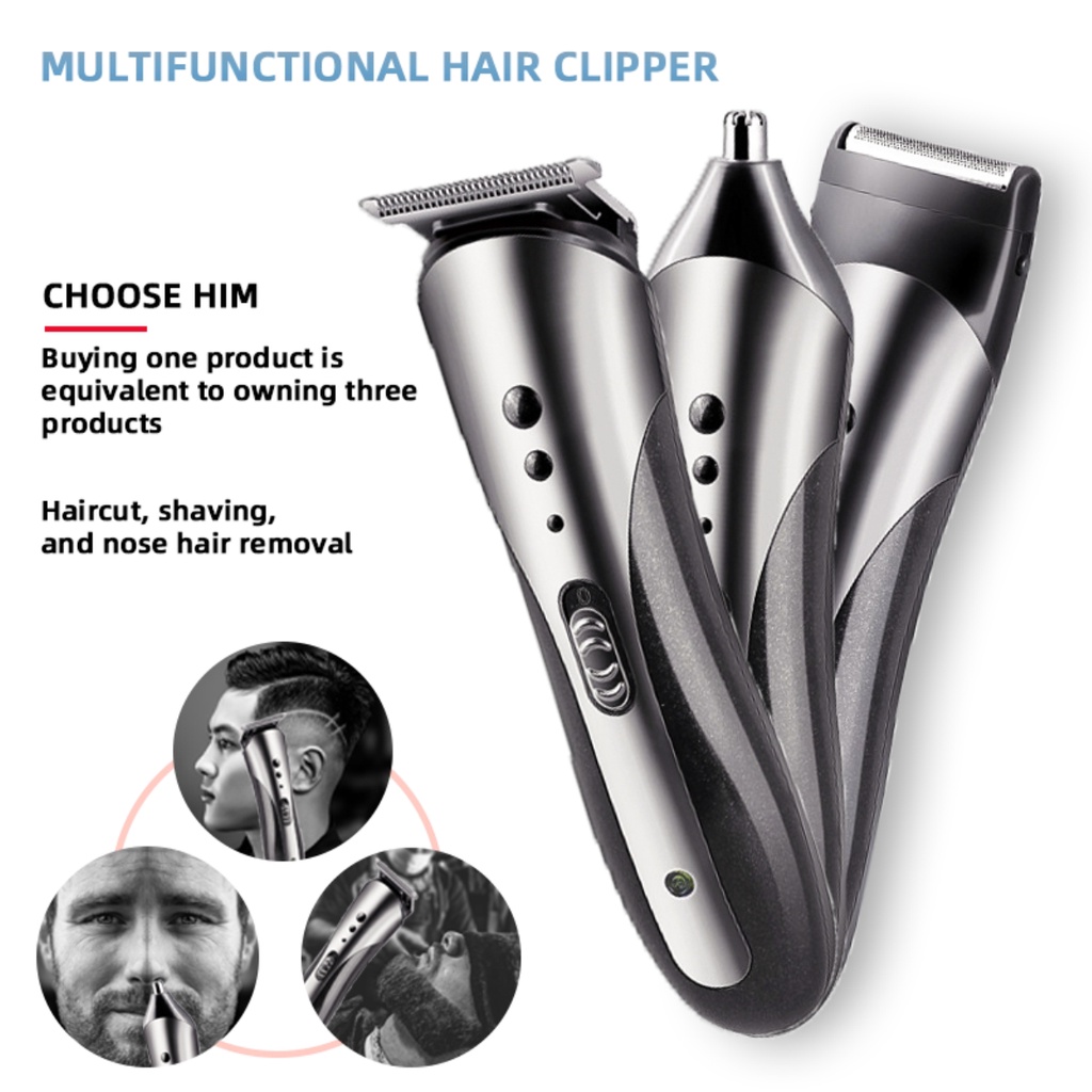 SHINE STAR - Alat Cukur Rambut Elektrik Hair Clipper 3in1 Kemei KM 1419/ KM 1407 untuk Potong Rambut, Kumis