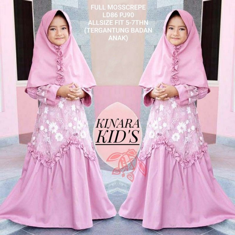 BAJU GAMIS BRUKAT TILE ANAK PEREMPUAN UMUR USIA 4 5 67 Tahun SD Mewah Terbaru 2021 Moscrepe Khimar