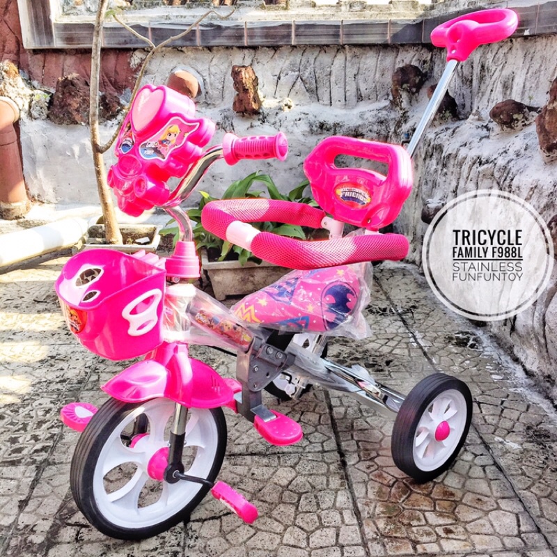 SEPEDA RODA TIGA FAMILY F988L ban karet frame stainless