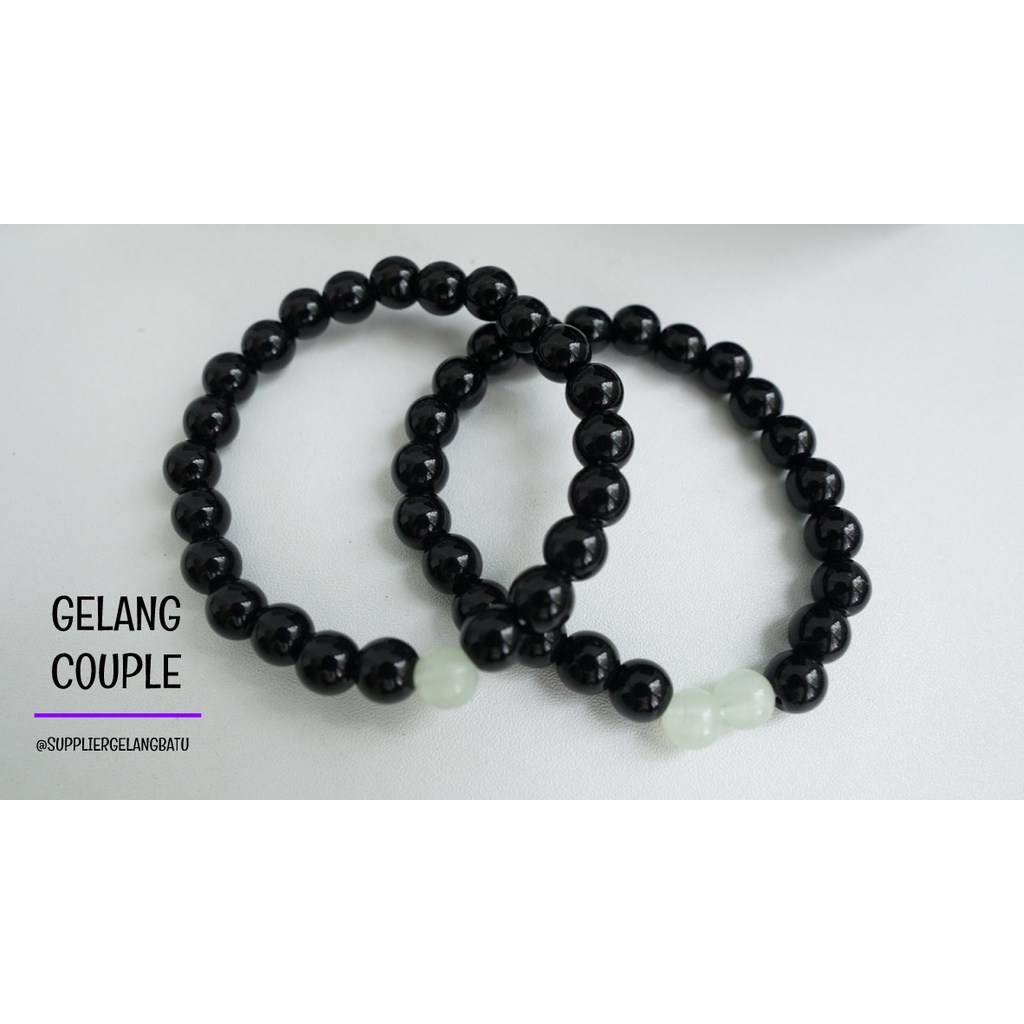 gelang batu FOSFOR BLACK ONYX pasangan distance bracelet couple akik