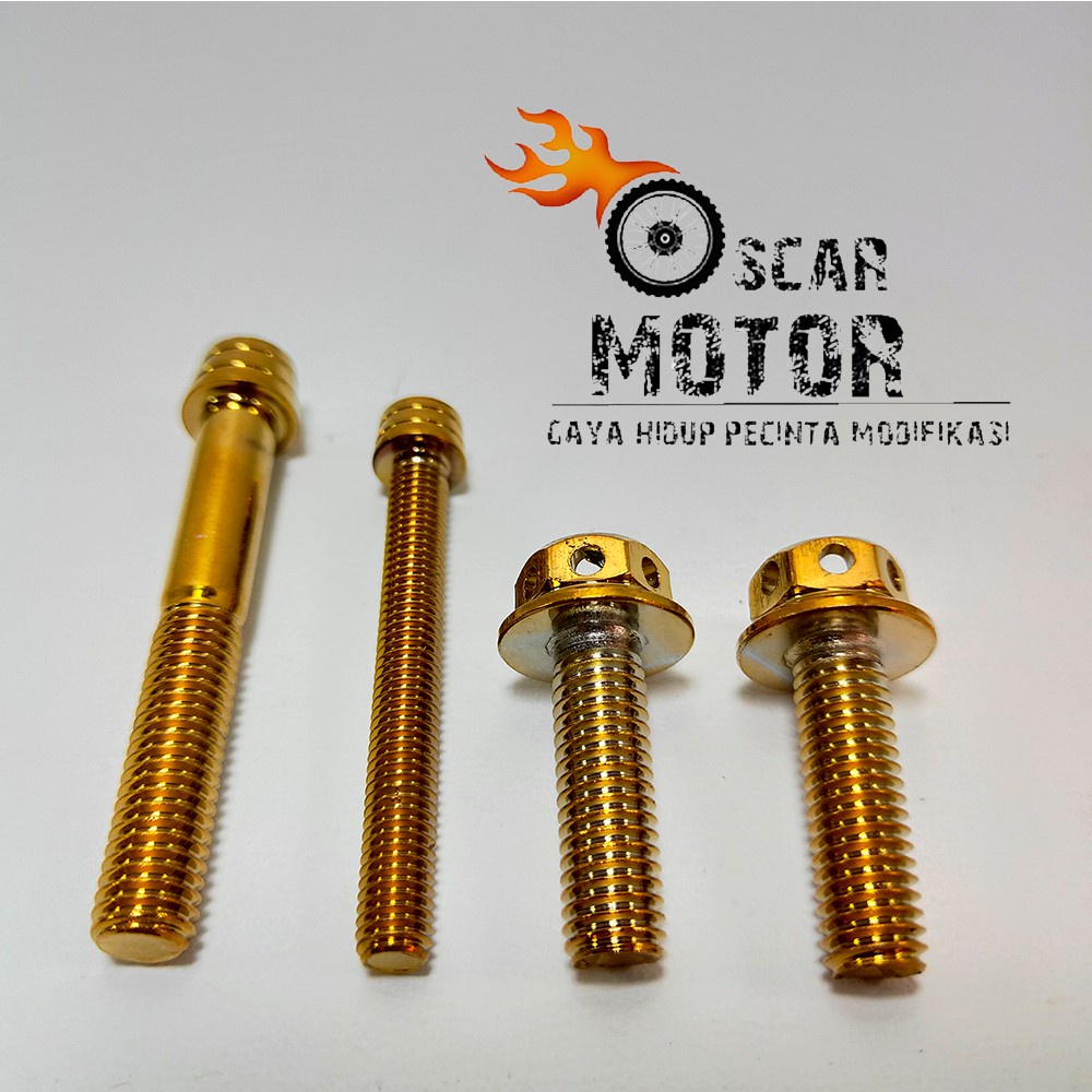 BAUT PROBOLT KERUCUT KALIPER MONOBLOK HONDA GOLD FLOWER 1SET 4PCS motor