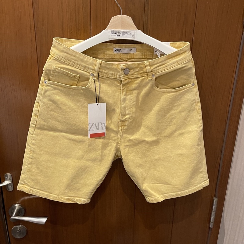 ZARA Man Short Celana Pendek Pria Jeans Yellow Krem - Original BNWT