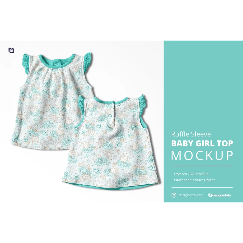 Ruffle Sleeve Baby Girl Top Mockup