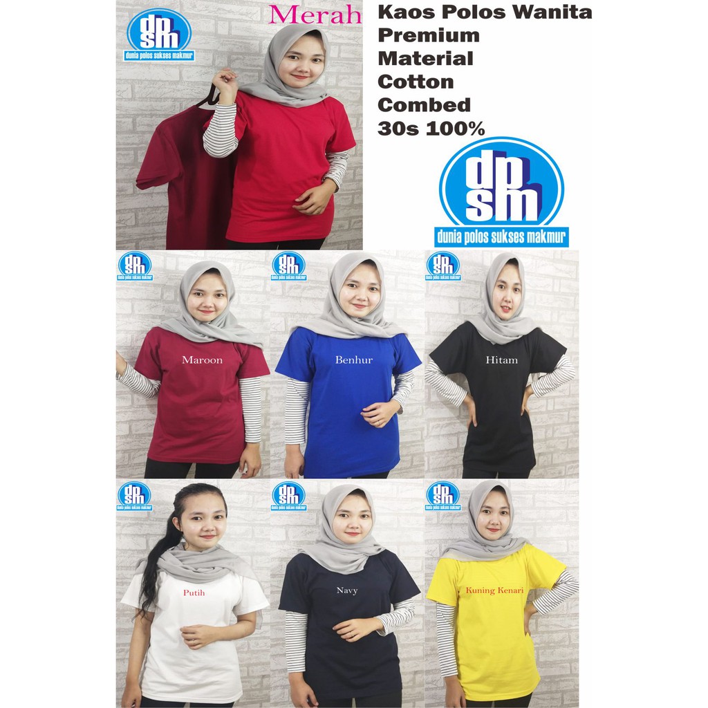  Kaos  oblong  wanita cotton combed 30s Shopee Indonesia