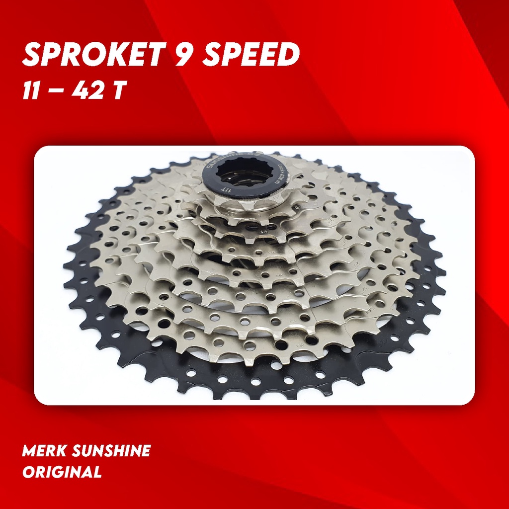 Sprocket Sepeda Cassette 9 Speed Sunshine 11 – 42T Sun Shine Lipat MTB Road Bike 42 T Ratio terbaru