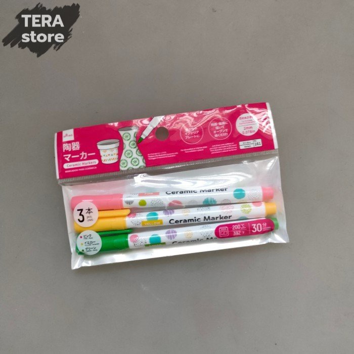 

daiso spidol keramik ceramic marker pink kuning hijau