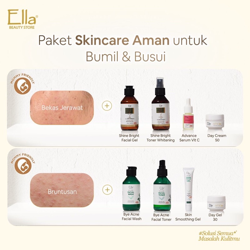 ella skincare paket ibu hamil dan menyusui untuk wajah berminyak jerawat flek kering dll
